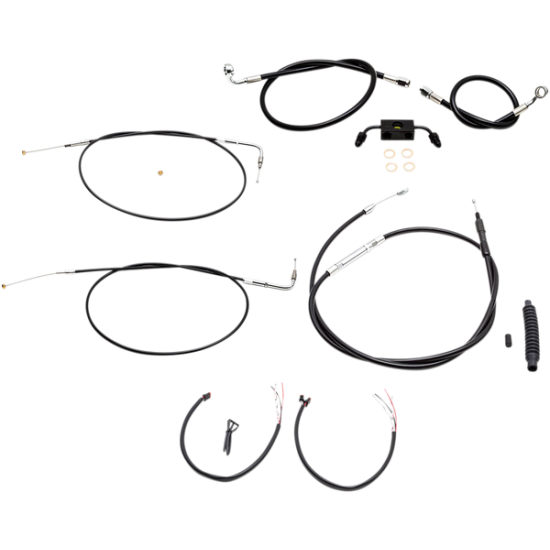 Complete Black Vinyl Braided Handlebar Cable/Brake Line Kit CABLE KT C BK MINI XL ABS