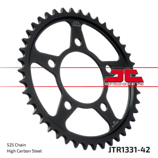 Induktionsgehärtetes, schwarz verzinktes Kettenrad SPROCKET REAR 42T 525 BLK