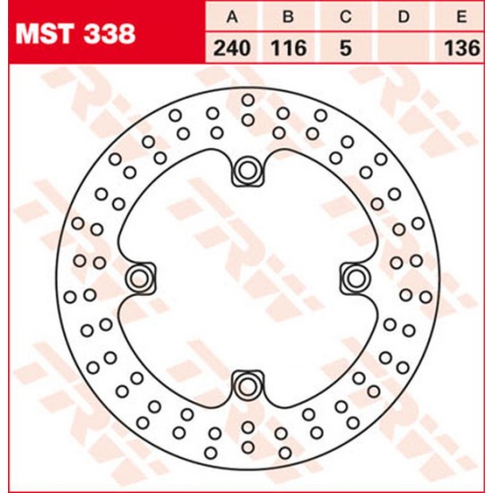 Round Fixed Brake Rotor 220-250mm ROTOR TRW MST338