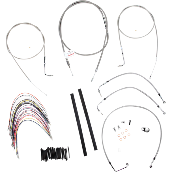 Complete Stainless Braided Handlebar Cable/Brake Line Kit CONTROL KT SS 97 FLH 16"