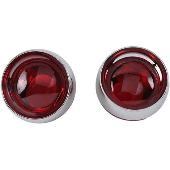 Tiefgezogene Zierringe mit Glas DEEP DISH RED LENSES