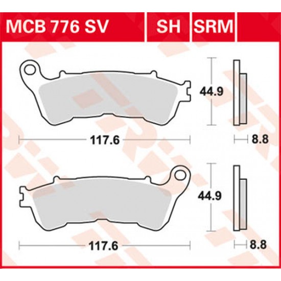 SH Series Sindered Rear Brake Pads BRAKE PAD TRW MCB776SH