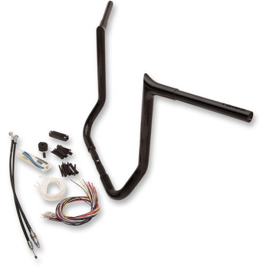 Kit mit 1-1/4" EZ Install Lenker mit spitzen, oberen Biegungen HANDLEBAR 16 BL PT FLH