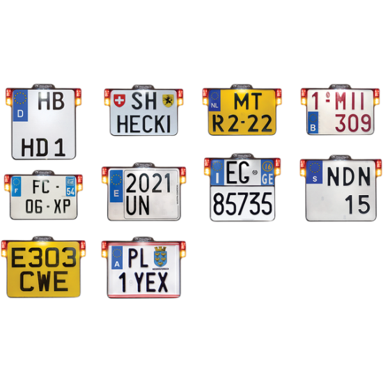 License Plate Holder 3-in-1 for EU Countries LIC.PLT.3IN1 W/TL BK ITALY