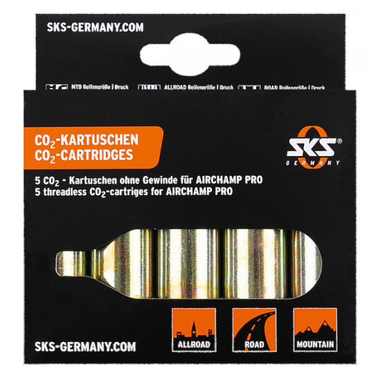 C02 Kartusche 16 g ohne Gewinde CO2 CRTRDGS (16 g) 5 PCS