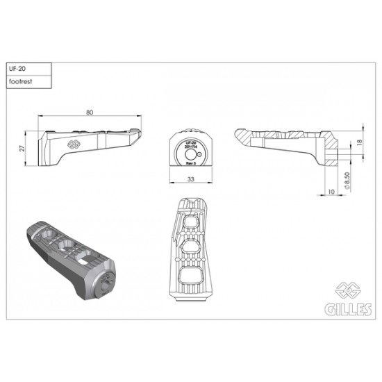 FOOTREST KIT BK UF20 FOOTREST KIT BK UF20