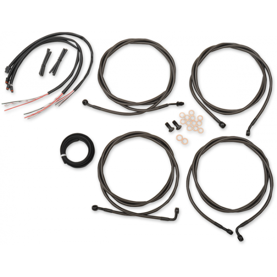 Complete Midnight Braided Handlebar Cable/Brake Line Kit CABLE KIT CM12-14"FL17-19