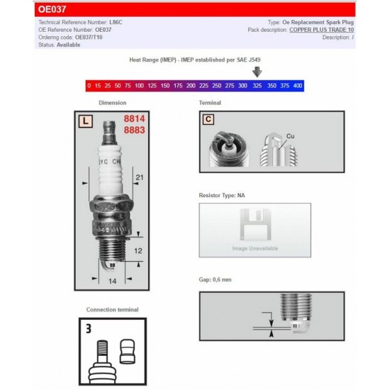 Champion Spark Plugs / Standard And Resistor Types CHAMPION S-PLUG L86C