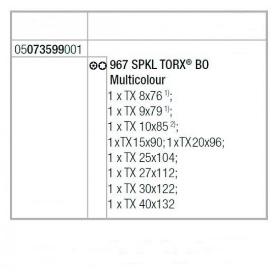 Wrench L-KEY SET FR TAMPER-PROOF TORX