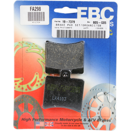 Organic Base "FA" Brake Pads BRAKE PAD FA SER ORGANIC