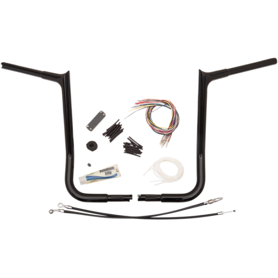 Kit mit 1-1/4" EZ Install Lenker mit spitzen, oberen Biegungen HANDLEBAR 16 BL PT FLH