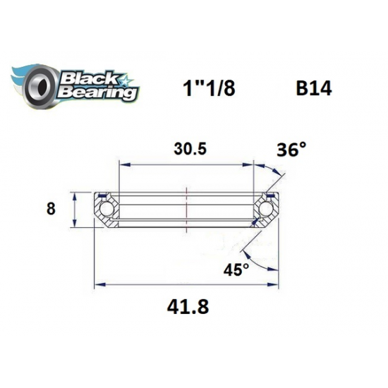 Headset Bearing HB 30.5X41.8X8MM 36°/45°