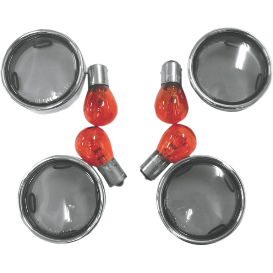 Smoke Turn Signal Lens Kit with Chrome Trim Rings LENS KIT SMOKED W/TRIM RNG