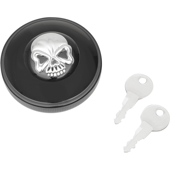 Screw-In Locking Skull Gas Cap CAP VNT W/LOCK SKL BLK