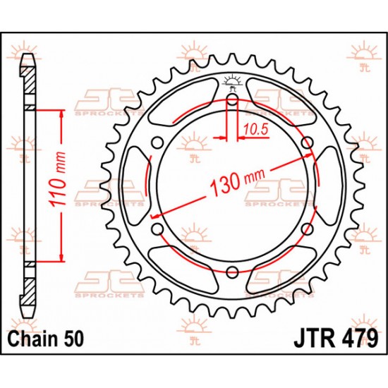 Induktionsgehärtetes, schwarz verzinktes Kettenrad SPROCKET REAR 48T 530 BLK