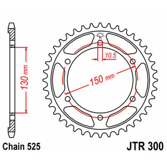 Induktionsgehärtetes, schwarz verzinktes Kettenrad SPROCKET REAR T42 525 BLK