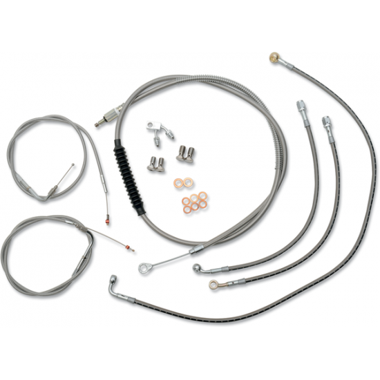 Standard Stainless Braided Handlebar Cable/Brake Line Kit CABLE KIT SS BCH FXS ABS