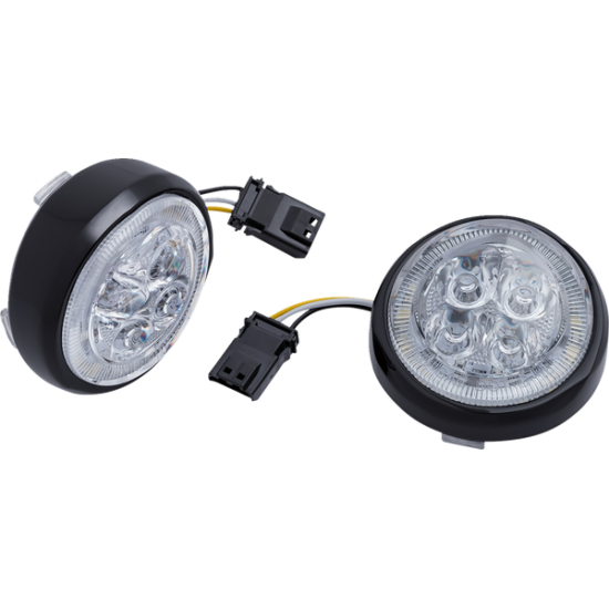 LED Lighted Fang® Front Signal Light Inserts with Bezel LIGHT FANG FRT BLK/CLR