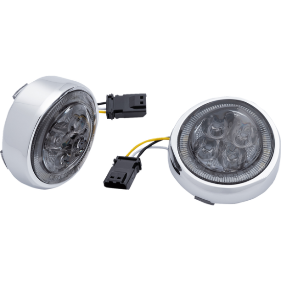 Fang® Front-Blinkereinsatz mit LED-Beleuchtung, mit Zierring LIGHT FANG FRT CHR/SMK