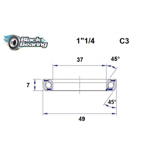 Steuersatz-Lager HB 37X49X7MM 45°/45°