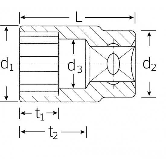 Stecknuss SOCKET 1/2" 1-3/16"