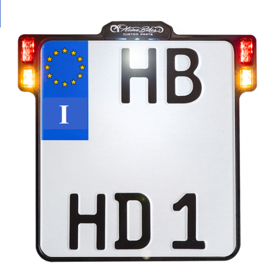 License Plate Holder 3-in-1 for EU Countries LIC.PLT.3IN1 W/TL BK ITALY