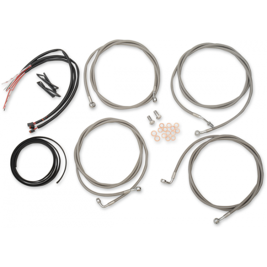 Komplettes Edelstahlflex-Bowdenzug-/Bremsleitungsset CABLE KIT C 15-17"FL17-19