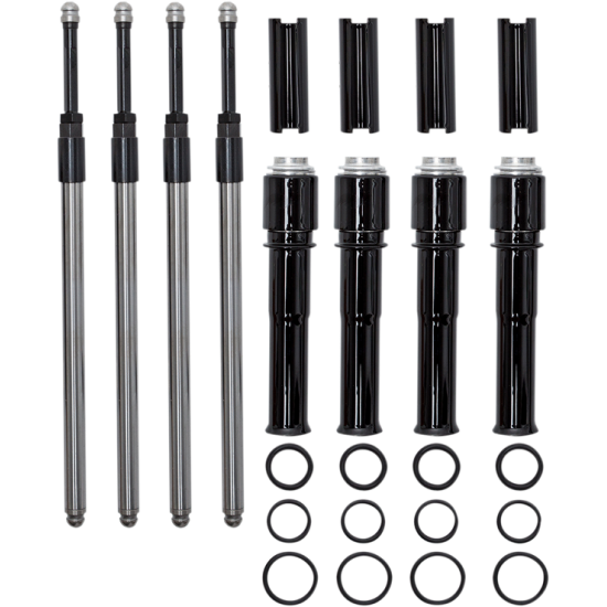 Quickee Pushrod Kit with Gloss Black Covers PUSH RODS/TUBES BLK M8