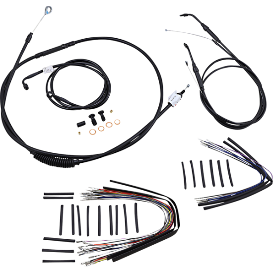 Complete Black Vinyl Handlebar Cable/Line Kit for Ape Hanger Handlebars CONTROL KIT 07-11 FXD 16"