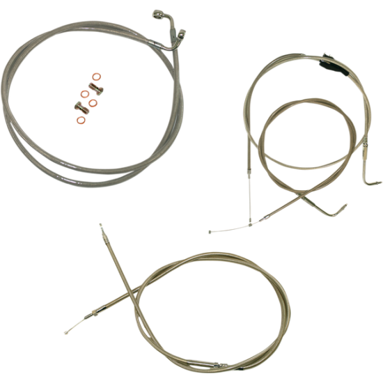 Standard Stainless Braided Handlebar Cable/Brake Line Kit CABLE KIT SS BCH FXS ABS
