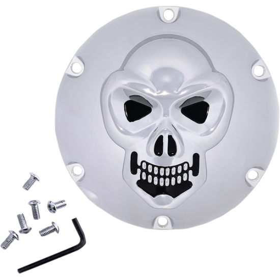 Chrome 3-D Skull Derby Cover CVR DRBY SKL CHR 04-22XL