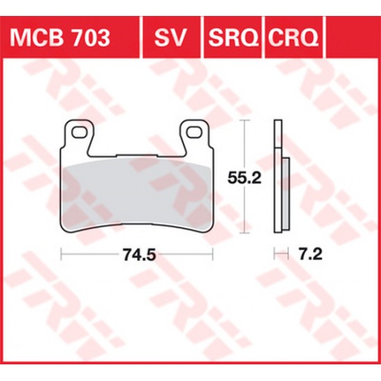 All Round Ceramic Brake Pads BRAKE PAD TRW MCB703