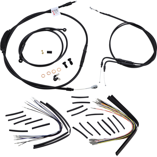 Complete Black Vinyl Handlebar Cable/Line Kit for Ape Hanger Handlebars CONTROL KIT 00-06 FXST16"