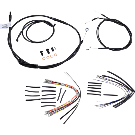 Complete Black Vinyl Handlebar Cable/Line Kit for Ape Hanger Handlebars CONTROL KIT 98-05 FXD12"