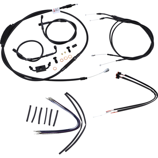 Complete Black Vinyl Handlebar Cable/Line Kit for Ape Hanger Handlebars CONTROL 12-17 FXD ABS 16