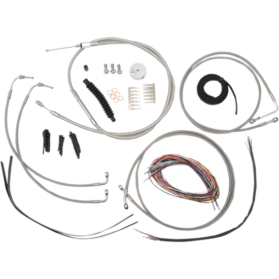 Complete Stainless Braided Handlebar Cable/Brake Line Kit CABLE KT C 12-14 FL ABS