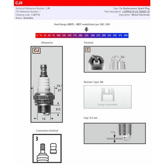 Champion Spark Plugs / Standard And Resistor Types CHAMPION S-PLUG CJ8