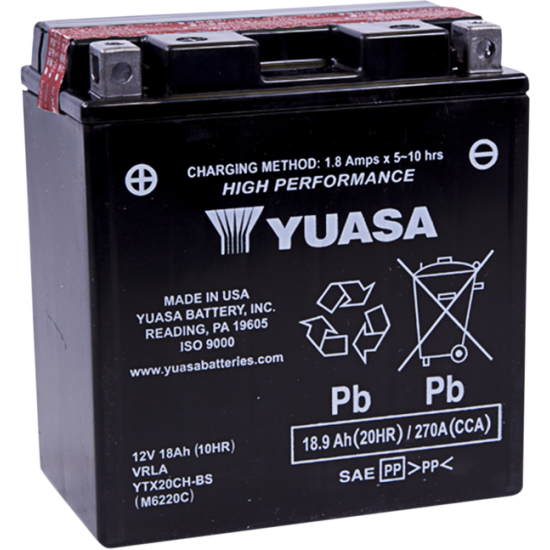 High Performance AGM Maintenance-Free Battery BATT YTX20CH-BS .82 LITER