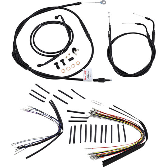 Complete Black Vinyl Handlebar Cable/Line Kit for Ape Hanger Handlebars CONTROL KIT 07-10 FLST14"