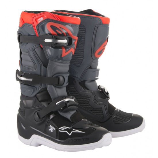 Youth Tech 7S MX Boots BOOT TECH7S DGY/LGY FL/RD 3