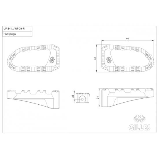 Pro-X Enduro Foot Peg FOOTREST KIT PRO-X BK UF34