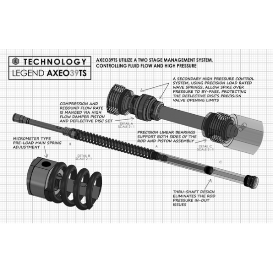 Legend AXEO39TS High-Performance Front Suspension System FORK SPR/CART 39MM