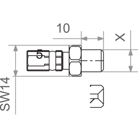 Varioflex-Anschluss FIT M10x1.0 MALE TI