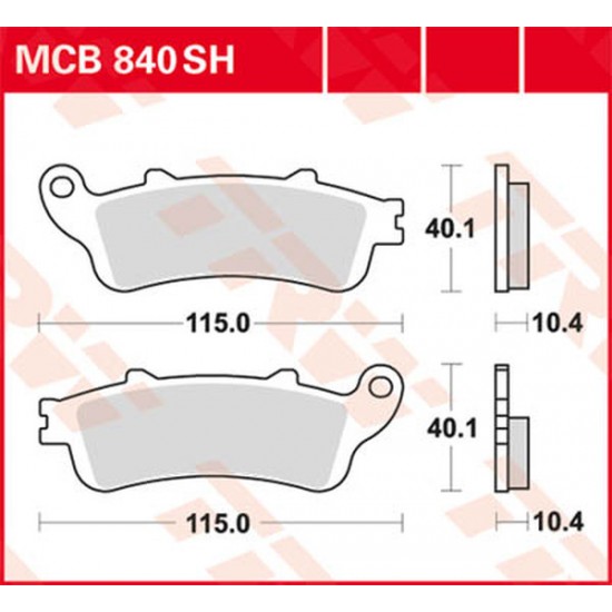 SH Series Sindered Rear Brake Pads BRAKE PAD TRW MCB840SH