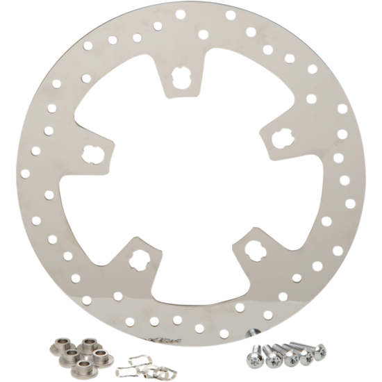 Polished Stainless Steel Drilled Brake Rotor ROTOR FRT POL 14- 22 FLT